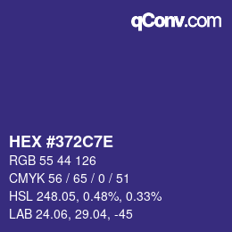 カラーコード: HEX #372C7E | qconv.com