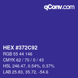 Color code: HEX #372C92 | qconv.com
