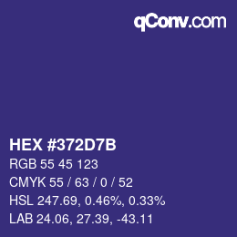 颜色代码: HEX #372D7B | qconv.com