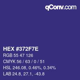 Color code: HEX #372F7E | qconv.com