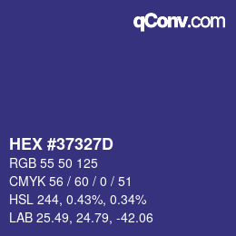 カラーコード: HEX #37327D | qconv.com