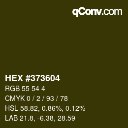 カラーコード: HEX #373604 | qconv.com