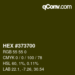 Color code: HEX #373700 | qconv.com