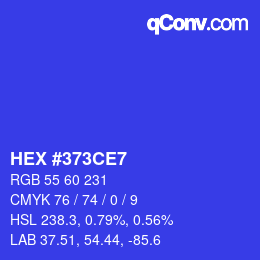 颜色代码: HEX #373CE7 | qconv.com