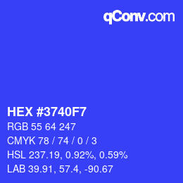 Color code: HEX #3740F7 | qconv.com
