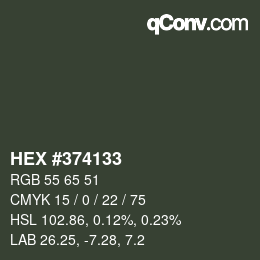 カラーコード: HEX #374133 | qconv.com