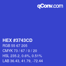 Color code: HEX #3743CD | qconv.com