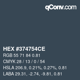 カラーコード: HEX #374754CE | qconv.com