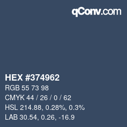 Farbcode: HEX #374962 | qconv.com