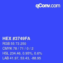 Color code: HEX #3749FA | qconv.com
