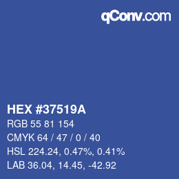 Farbcode: HEX #37519A | qconv.com