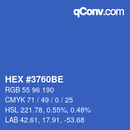 颜色代码: HEX #3760BE | qconv.com