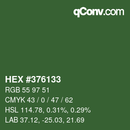 Farbcode: HEX #376133 | qconv.com
