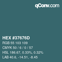 Color code: HEX #37676D | qconv.com