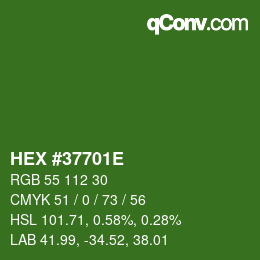 Color code: HEX #37701E | qconv.com