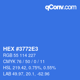 颜色代码: HEX #3772E3 | qconv.com