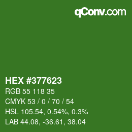 颜色代码: HEX #377623 | qconv.com