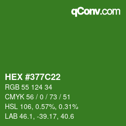 カラーコード: HEX #377C22 | qconv.com