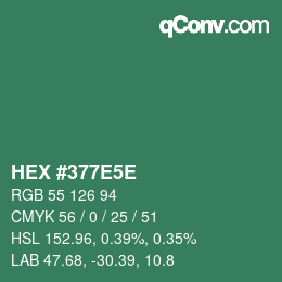カラーコード: HEX #377E5E | qconv.com