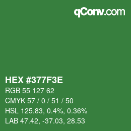 Color code: HEX #377F3E | qconv.com