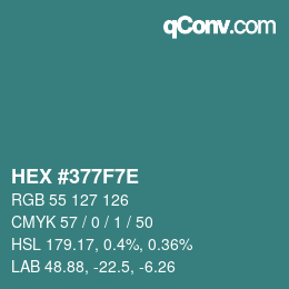 Color code: HEX #377F7E | qconv.com