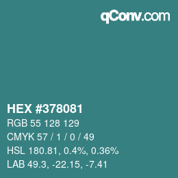 Color code: HEX #378081 | qconv.com