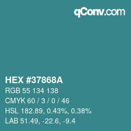 Color code: HEX #37868A | qconv.com