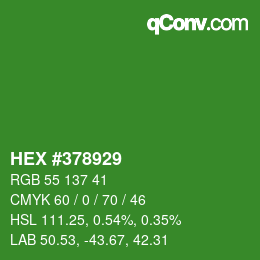 Color code: HEX #378929 | qconv.com