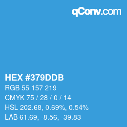 カラーコード: HEX #379DDB | qconv.com