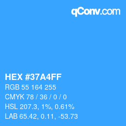 Color code: HEX #37A4FF | qconv.com