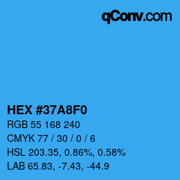 カラーコード: HEX #37A8F0 | qconv.com