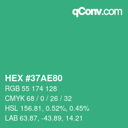 カラーコード: HEX #37AE80 | qconv.com