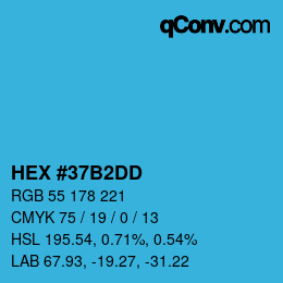 Color code: HEX #37B2DD | qconv.com