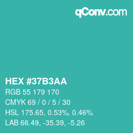 カラーコード: HEX #37B3AA | qconv.com