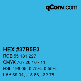 カラーコード: HEX #37B5E3 | qconv.com