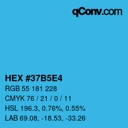 カラーコード: HEX #37B5E4 | qconv.com