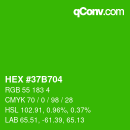 カラーコード: HEX #37B704 | qconv.com