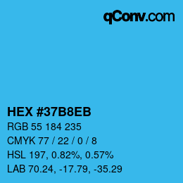 Color code: HEX #37B8EB | qconv.com