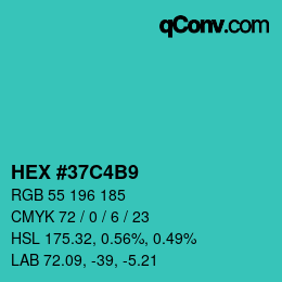 Color code: HEX #37C4B9 | qconv.com