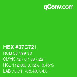 カラーコード: HEX #37C721 | qconv.com
