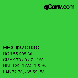 Color code: HEX #37CD3C | qconv.com