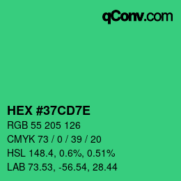 Color code: HEX #37CD7E | qconv.com