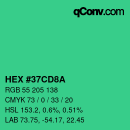 カラーコード: HEX #37CD8A | qconv.com