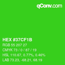 Color code: HEX #37CF1B | qconv.com