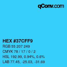 Color code: HEX #37CFF9 | qconv.com