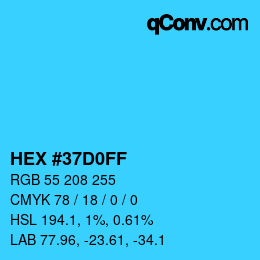 Color code: HEX #37D0FF | qconv.com