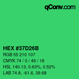 Código de color: HEX #37D26B | qconv.com