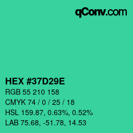 Color code: HEX #37D29E | qconv.com