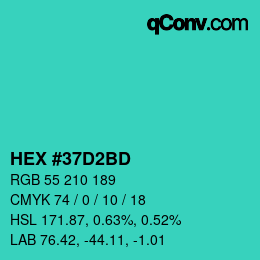 Color code: HEX #37D2BD | qconv.com