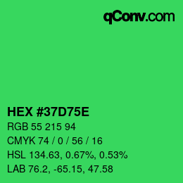 Color code: HEX #37D75E | qconv.com
